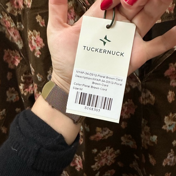 Tuckernuck Hazel Bouquet Corduroy Clifton V-neckline Mini Dress brown Medium - Picture 3 of 10